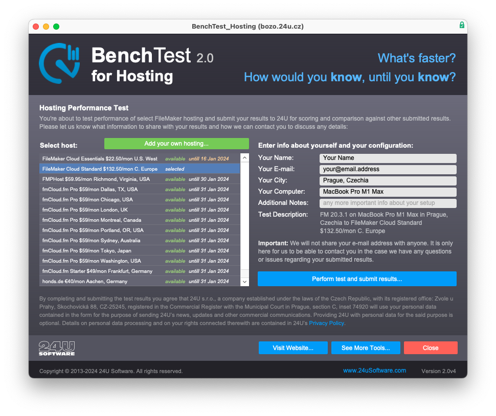 BenchTest Hosting Edition