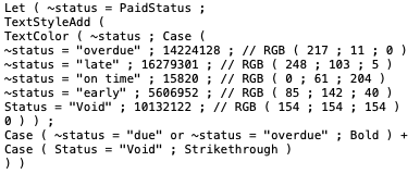 Text formatting calculation