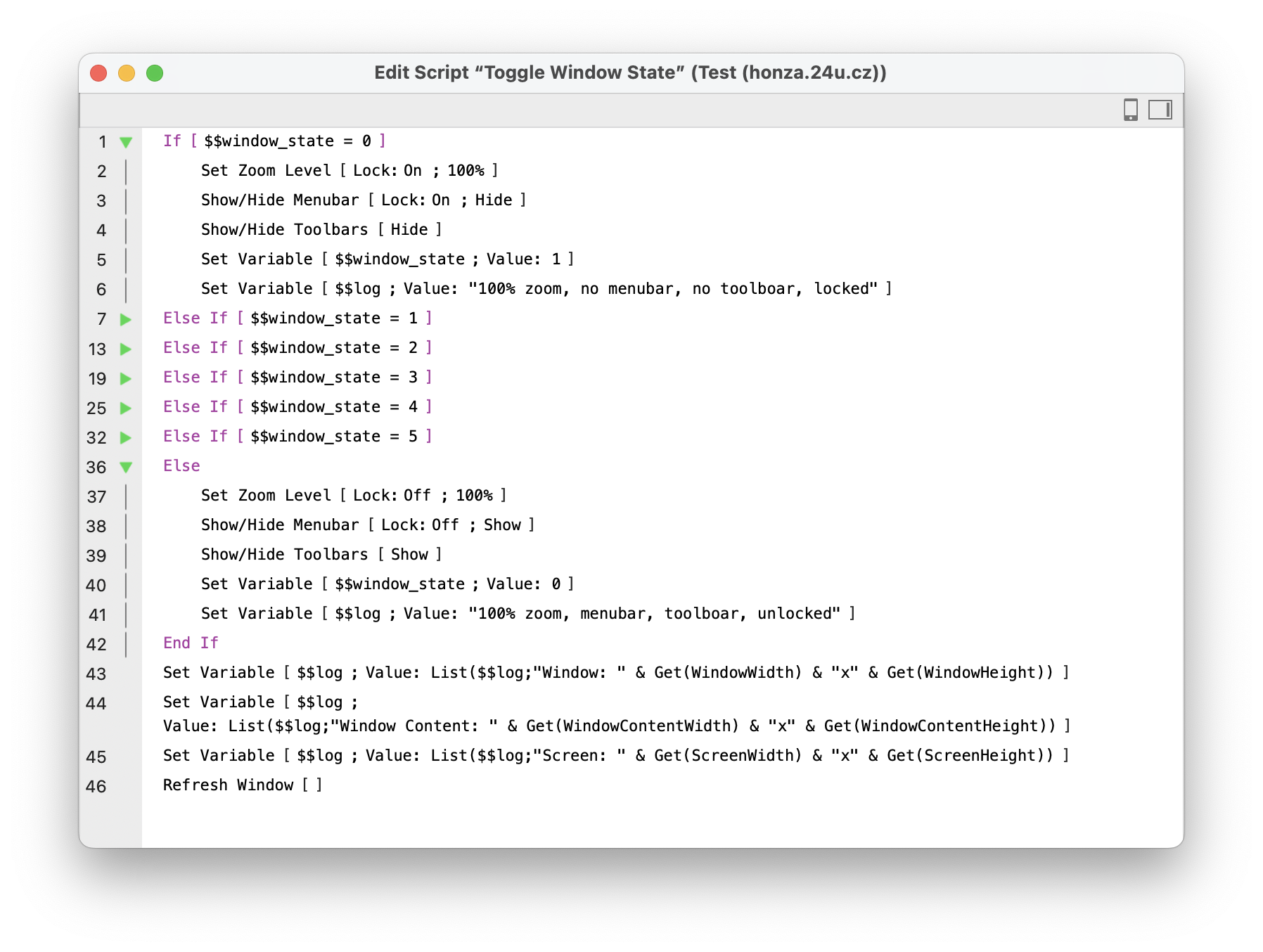 Collapsible script steps