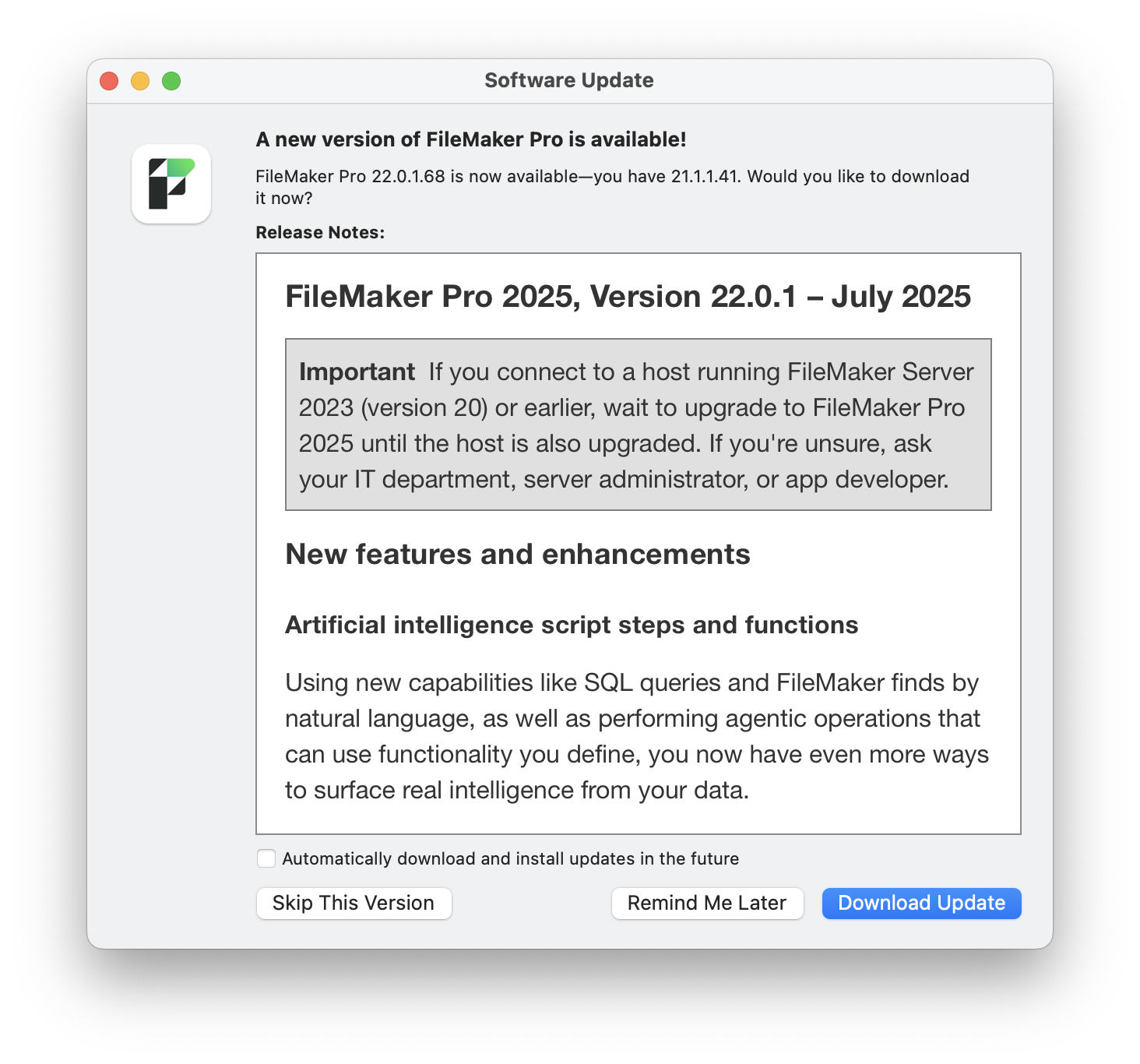 In-product upgrade dialog