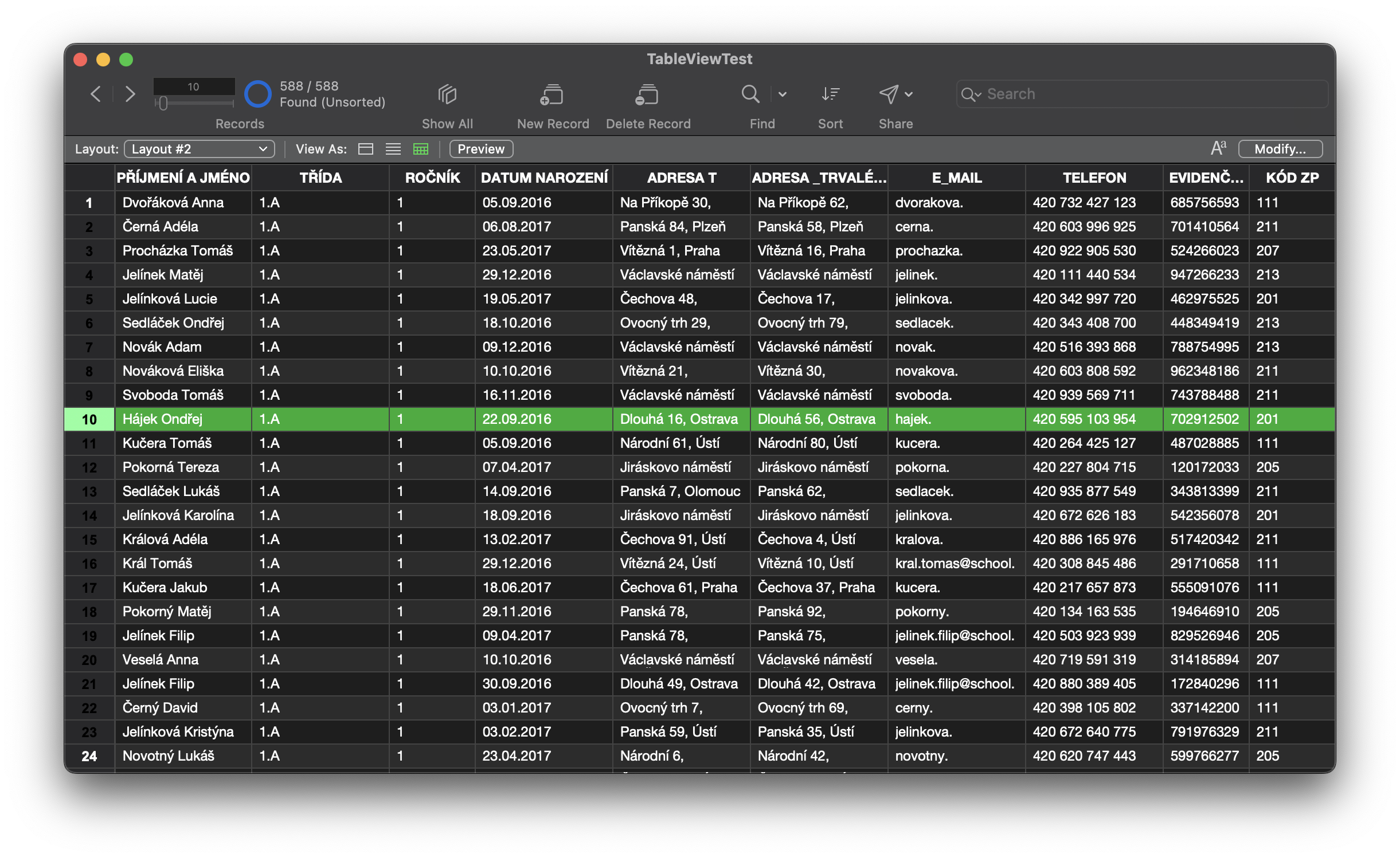 Table View using Dark Mode