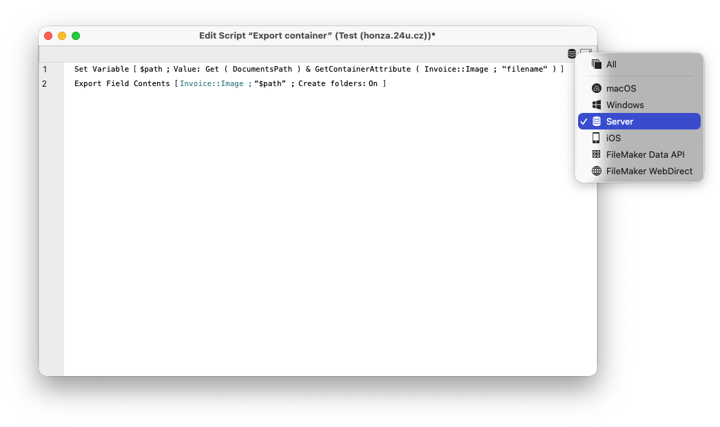 Export Field Contents on Server